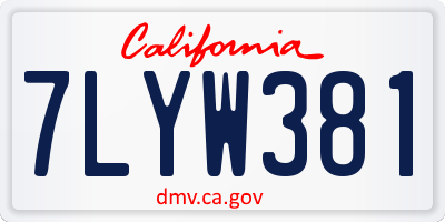 CA license plate 7LYW381