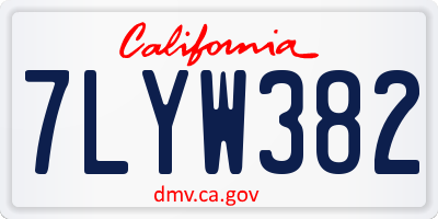 CA license plate 7LYW382