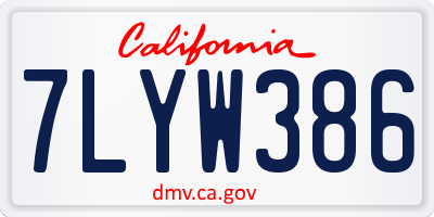 CA license plate 7LYW386
