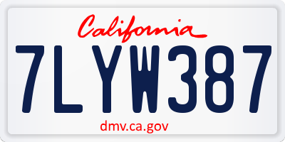CA license plate 7LYW387