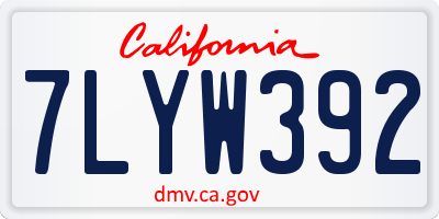 CA license plate 7LYW392