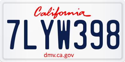 CA license plate 7LYW398