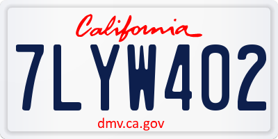 CA license plate 7LYW402