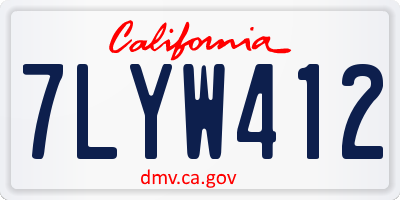CA license plate 7LYW412