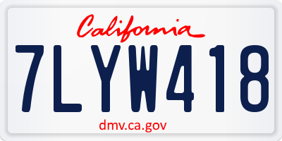 CA license plate 7LYW418
