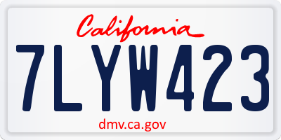 CA license plate 7LYW423