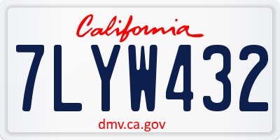 CA license plate 7LYW432