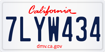 CA license plate 7LYW434