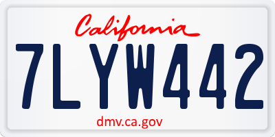 CA license plate 7LYW442