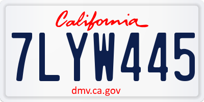 CA license plate 7LYW445