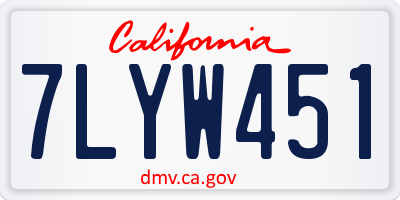 CA license plate 7LYW451