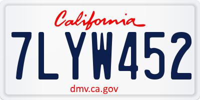 CA license plate 7LYW452