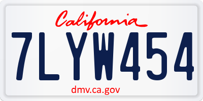 CA license plate 7LYW454