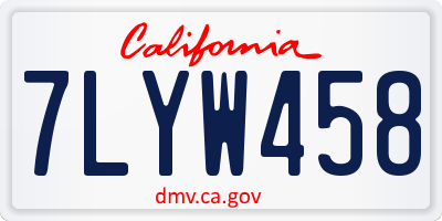 CA license plate 7LYW458