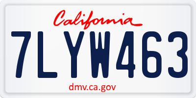CA license plate 7LYW463
