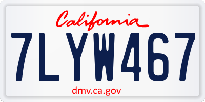 CA license plate 7LYW467