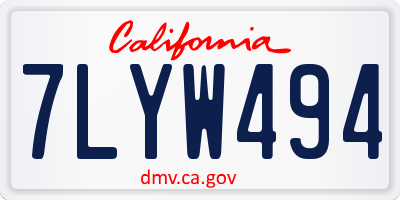 CA license plate 7LYW494