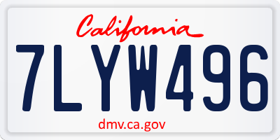 CA license plate 7LYW496