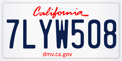 CA license plate 7LYW508