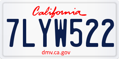 CA license plate 7LYW522