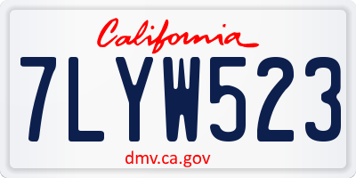 CA license plate 7LYW523