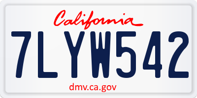 CA license plate 7LYW542