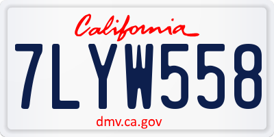 CA license plate 7LYW558