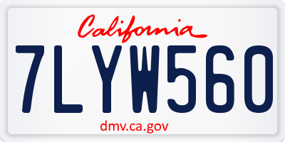 CA license plate 7LYW560