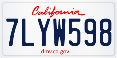 CA license plate 7LYW598