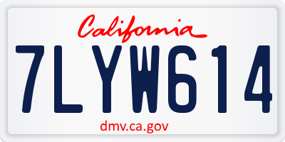 CA license plate 7LYW614