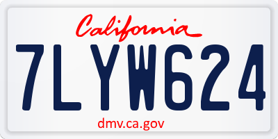 CA license plate 7LYW624