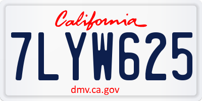 CA license plate 7LYW625