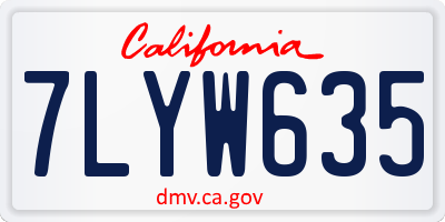CA license plate 7LYW635