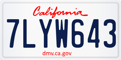 CA license plate 7LYW643