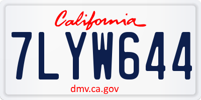 CA license plate 7LYW644