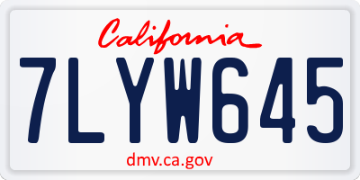 CA license plate 7LYW645