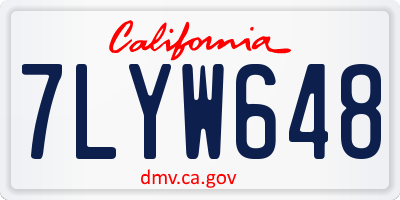 CA license plate 7LYW648