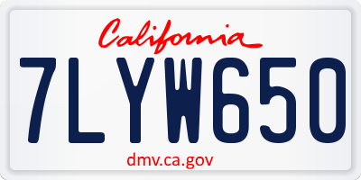 CA license plate 7LYW650