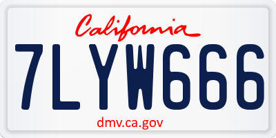 CA license plate 7LYW666