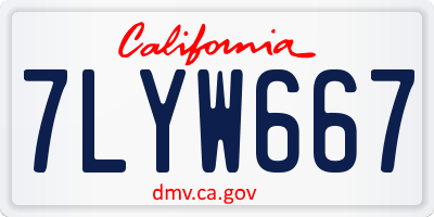 CA license plate 7LYW667
