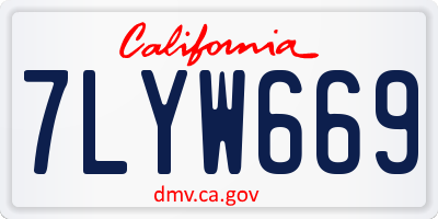 CA license plate 7LYW669
