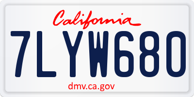 CA license plate 7LYW680