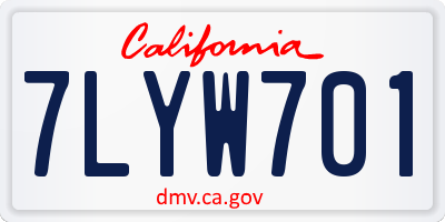 CA license plate 7LYW701