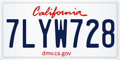 CA license plate 7LYW728