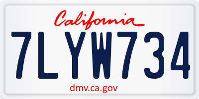 CA license plate 7LYW734