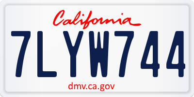 CA license plate 7LYW744