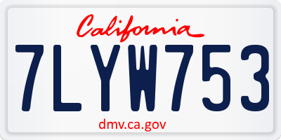 CA license plate 7LYW753