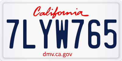 CA license plate 7LYW765