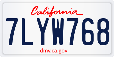 CA license plate 7LYW768