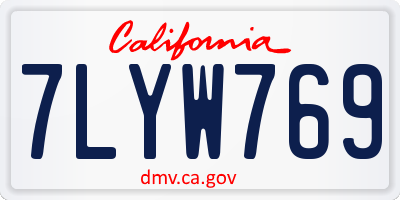 CA license plate 7LYW769